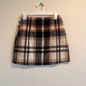 Plaid Mini Skirt - Black, Brown, White